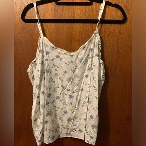 Old Navy Blouse Size L White Floral Pattern